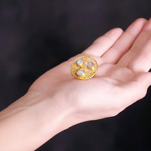 リング 指輪 天然石 ラウンド オーバル レース 透かし アンリファインド ANTICO ARN077