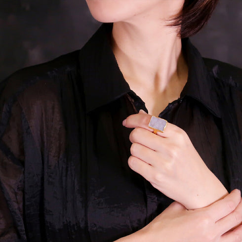 リング 指輪 天然石 レクタングル アンリファインド ANTICO ARN083