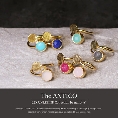 リング 指輪 天然石 ラウンド フォークリング アンリファインド ANTICO ARN084