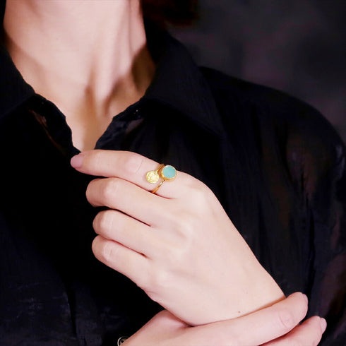 リング 指輪 天然石 ラウンド フォークリング アンリファインド ANTICO ARN084