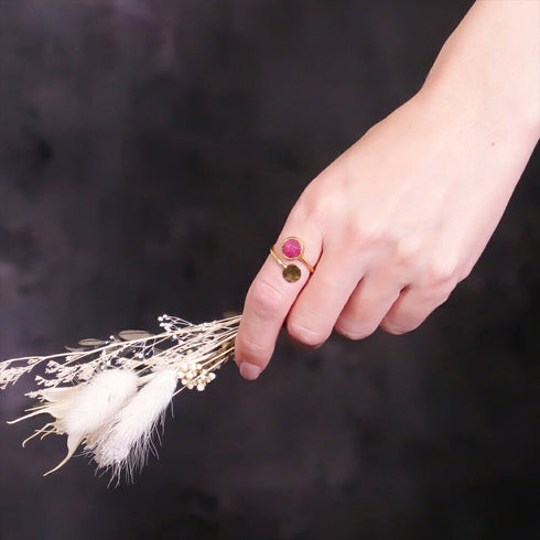 リング 指輪 天然石 ラウンド フォークリング アンリファインド ANTICO ARN084