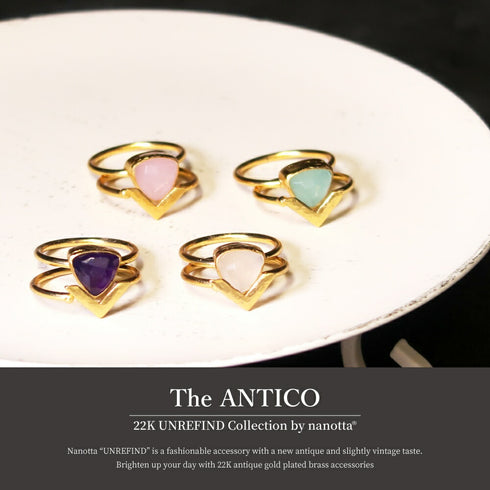 リング 指輪 天然石 トリリアント 三角 レイヤード アンリファインド ANTICO ARN085
