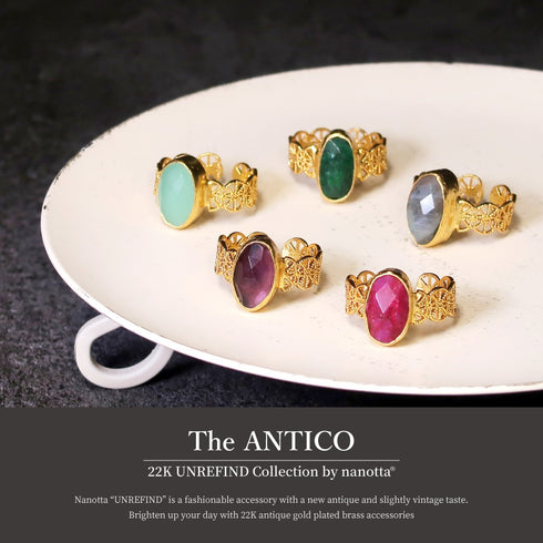 リング 指輪 天然石 オーバル レース 透かし アンリファインド ANTICO ARN088