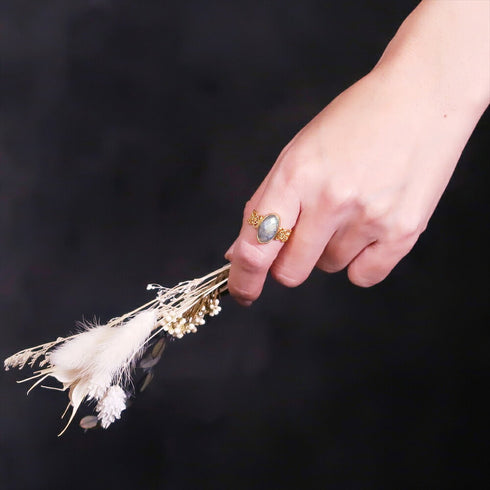 リング 指輪 天然石 オーバル レース 透かし アンリファインド ANTICO ARN088