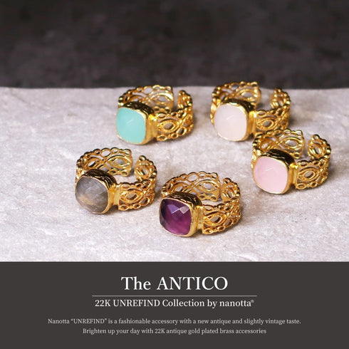 リング 指輪 天然石 スクエア レース 透かし アンリファインド ANTICO ARN089