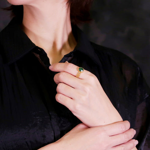 リング 指輪 天然石 ラウンド レース 透かし アンリファインド ANTICO ARN090