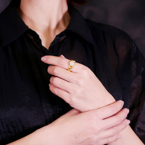 リング 指輪 天然石 ラウンド チェーン アンリファインド ANTICO ARN091