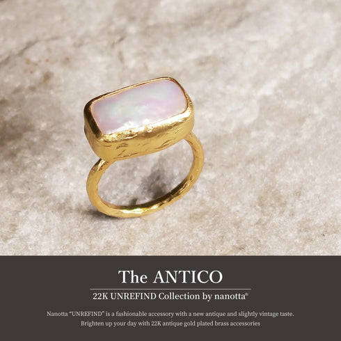 リング 指輪 天然石 パール レクタングル アンリファインド ANTICO ARN094