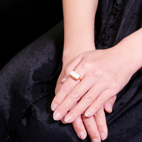 リング 指輪 天然石 パール レクタングル アンリファインド ANTICO ARN094