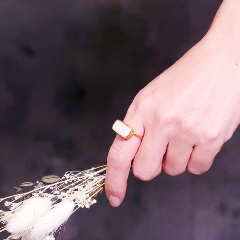 リング 指輪 天然石 パール レクタングル アンリファインド ANTICO ARN094