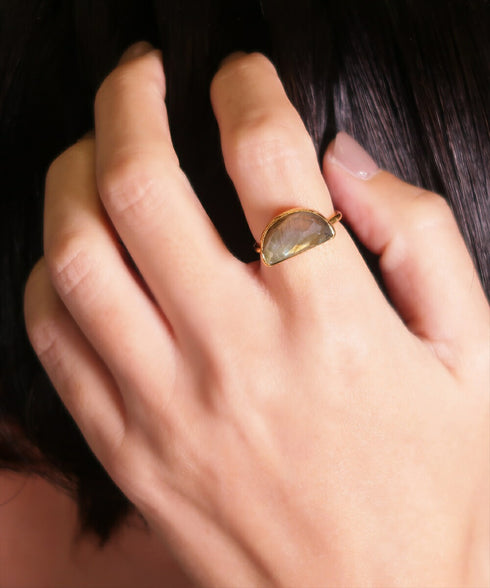 リング 指輪 天然石 ハーフムーン アンリファインド ANTICO ARN099