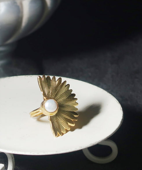 リング 指輪 天然石 パール ラウンド 花 ANTICO ARN102