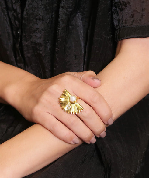 リング 指輪 天然石 パール ラウンド 花 ANTICO ARN102