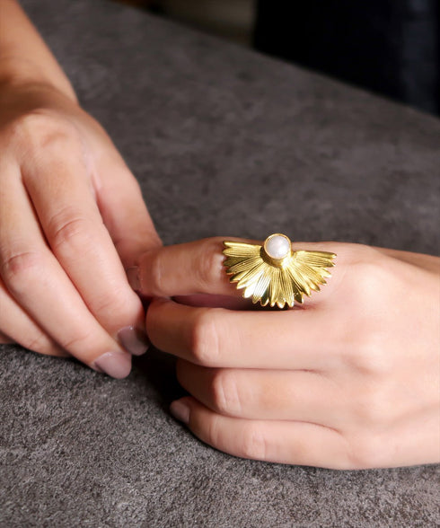 リング 指輪 天然石 パール ラウンド 花 ANTICO ARN102