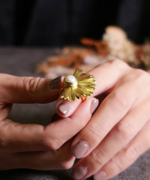 リング 指輪 天然石 パール ラウンド 花 ANTICO ARN102