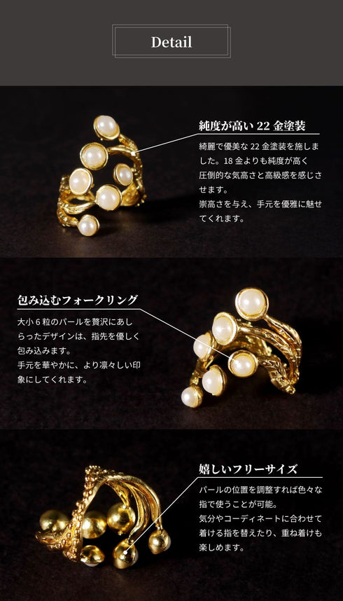 リング 指輪 パール ラウンド フォークリング 花 ANTICO ARN109