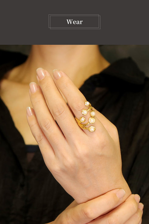 リング 指輪 パール ラウンド フォークリング 花 ANTICO ARN109