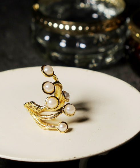 リング 指輪 パール ラウンド フォークリング 花 ANTICO ARN109