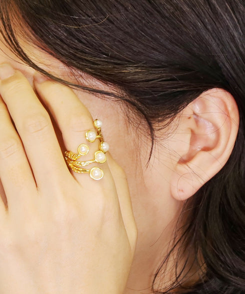 リング 指輪 パール ラウンド フォークリング 花 ANTICO ARN109