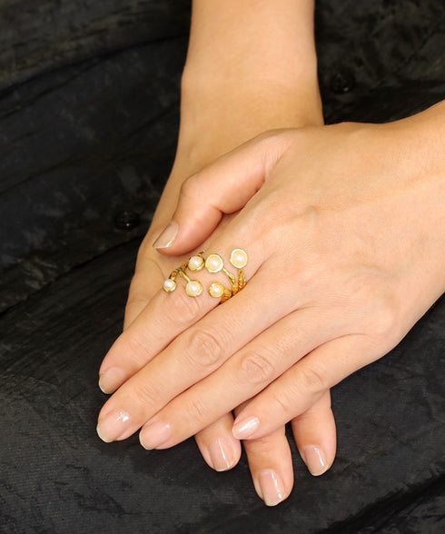 リング 指輪 パール ラウンド フォークリング 花 ANTICO ARN109