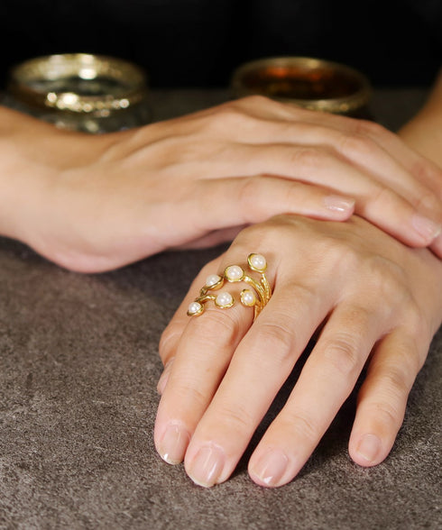 リング 指輪 パール ラウンド フォークリング 花 ANTICO ARN109