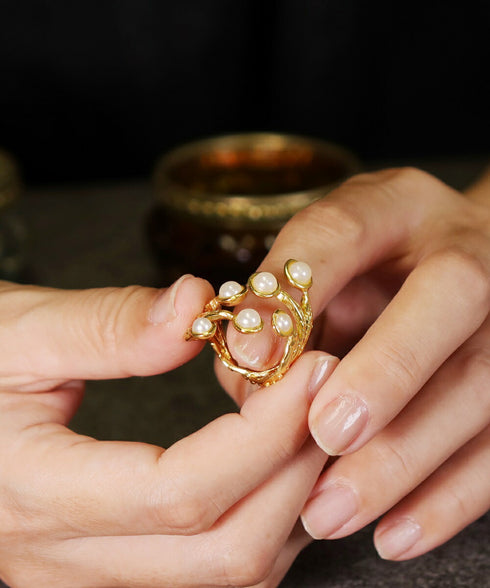 リング 指輪 パール ラウンド フォークリング 花 ANTICO ARN109