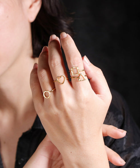 リング 指輪 ラウンド スクエア トリリアント 三角 サークル ANTICO ARN111