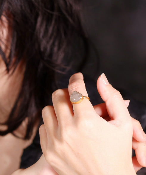 リング 指輪 天然石 ナチュラル スモーキー ルチルクォーツ アンリファインド ANTICO ARN120