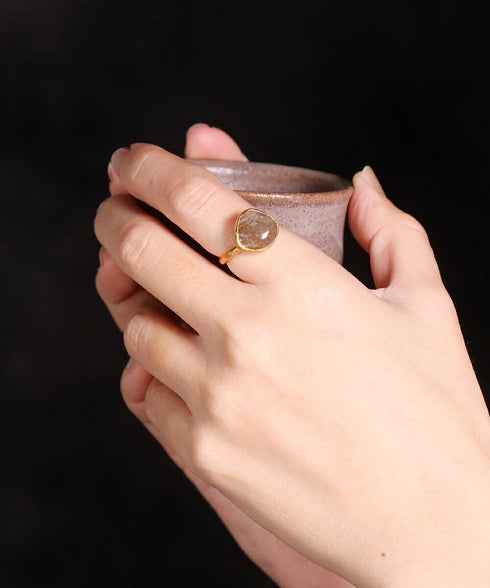 リング 指輪 天然石 ナチュラル スモーキー ルチルクォーツ アンリファインド ANTICO ARN120