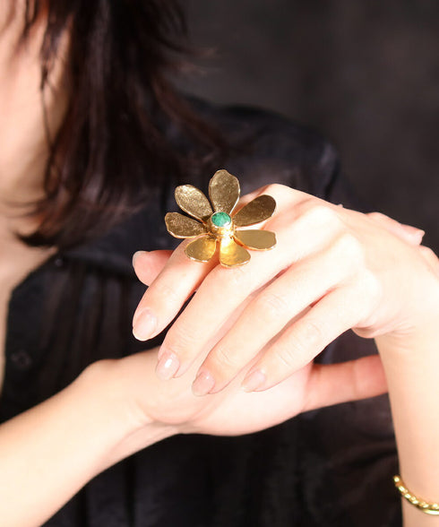 リング 指輪 天然石 ラウンド 花 アンリファインド ANTICO ARN124