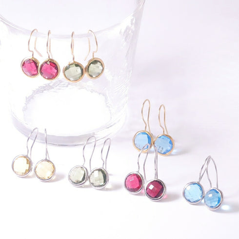 ピアス 天然石 ラウンド フック うるうるクォーツ ANTICO ASE001