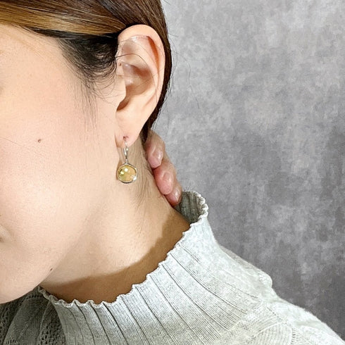 ピアス 天然石 ラウンド フック うるうるクォーツ ANTICO ASE001