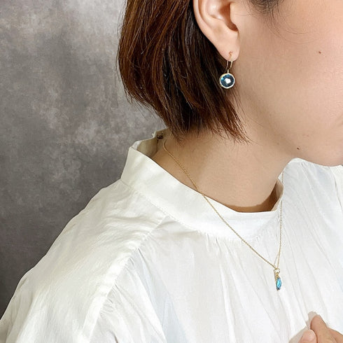 ピアス 天然石 ラウンド フック うるうるクォーツ ANTICO ASE001