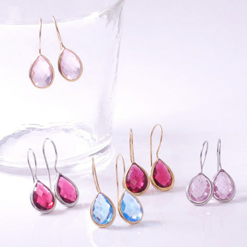 ピアス 天然石 ティアドロップ フック うるうるクォーツ ANTICO ASE002