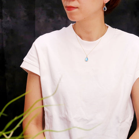 ピアス 天然石 ティアドロップ フック うるうるクォーツ ANTICO ASE002