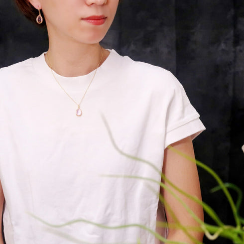 ピアス 天然石 ティアドロップ フック うるうるクォーツ ANTICO ASE002