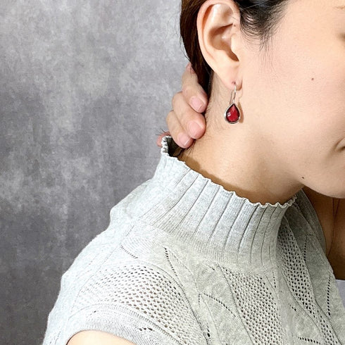 ピアス 天然石 ティアドロップ フック うるうるクォーツ ANTICO ASE002