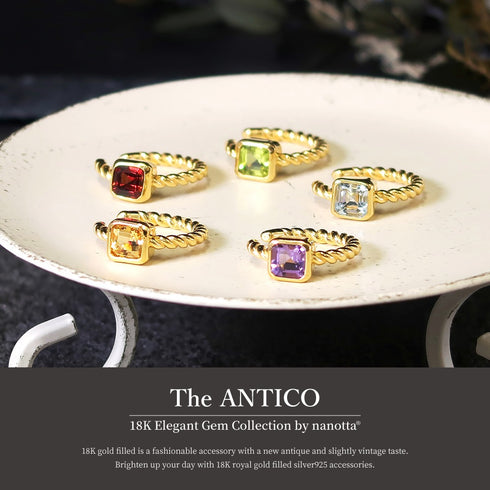 イヤーカフ 天然石 スクエア オクタゴンカット ツイスト ANTICO ASE007