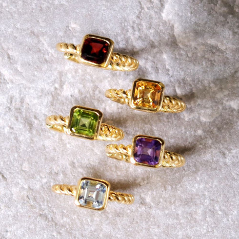 イヤーカフ 天然石 スクエア オクタゴンカット ツイスト ANTICO ASE007