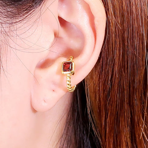 イヤーカフ 天然石 スクエア オクタゴンカット ツイスト ANTICO ASE007