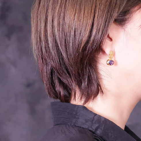 ピアス 天然石 オーバル スタッド うるうるクォーツ ANTICO ASE008