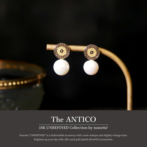 ピアス 天然石 パール ラウンド スタッド オリエンタル ANTICO ASE009