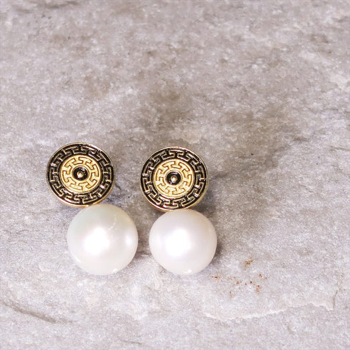 ピアス 天然石 パール ラウンド スタッド オリエンタル ANTICO ASE009