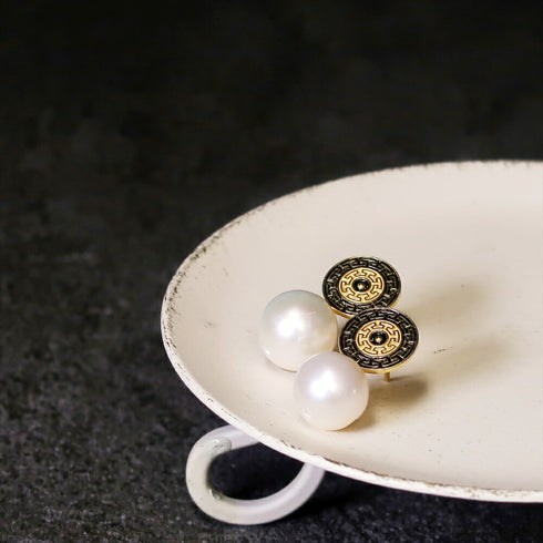 ピアス 天然石 パール ラウンド スタッド オリエンタル ANTICO ASE009