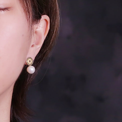 ピアス 天然石 パール ラウンド スタッド オリエンタル ANTICO ASE009