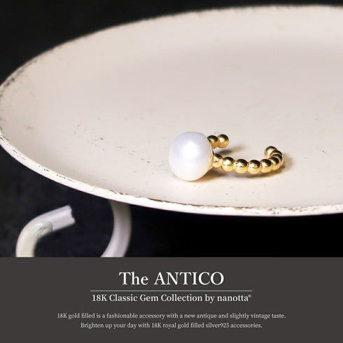 イヤーカフ 天然石 パール ラウンド ANTICO ASE011