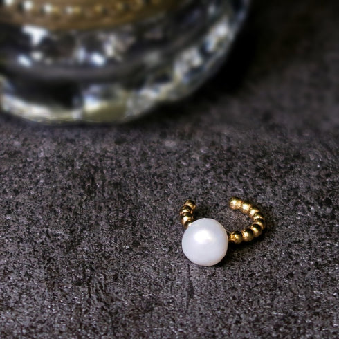 イヤーカフ 天然石 パール ラウンド ANTICO ASE011
