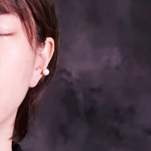 イヤーカフ 天然石 パール ラウンド ANTICO ASE011