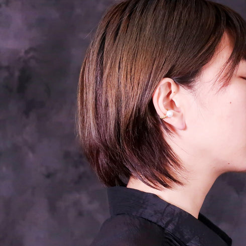 イヤーカフ 天然石 パール ラウンド ANTICO ASE011