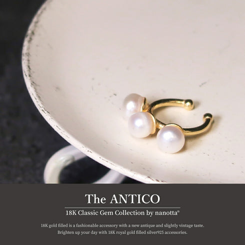 イヤーカフ 天然石 パール ラウンド ANTICO ASE012